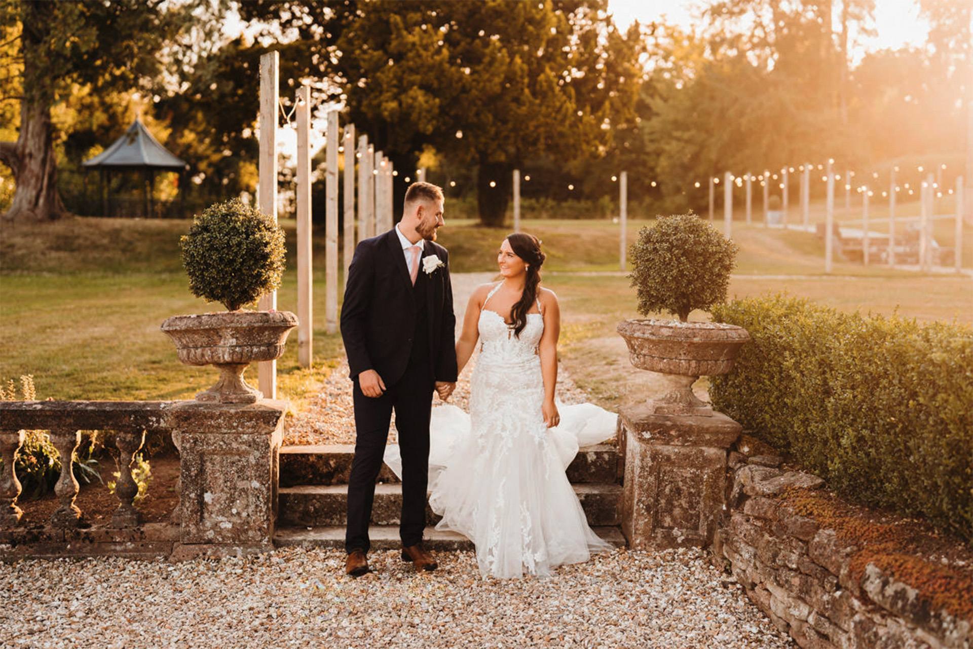 Couple at sunset at Bredenbury Court Barns