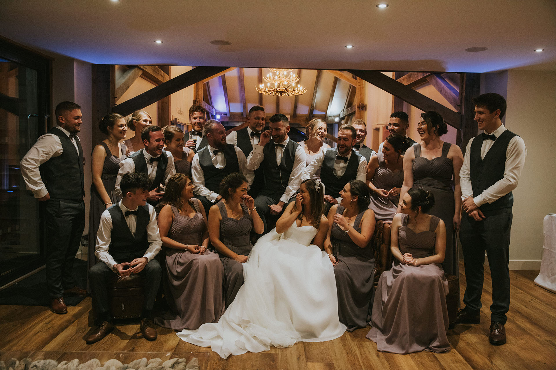 Wedding party at Bredenbury Court Barns
