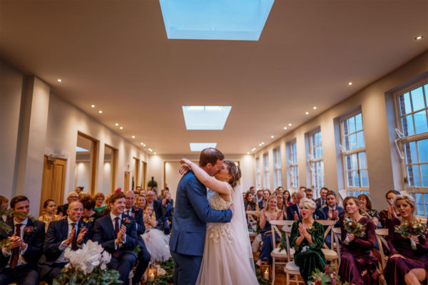 _0004_191227_Orangery_Wedding Ceremony Bride and Groom Kiss